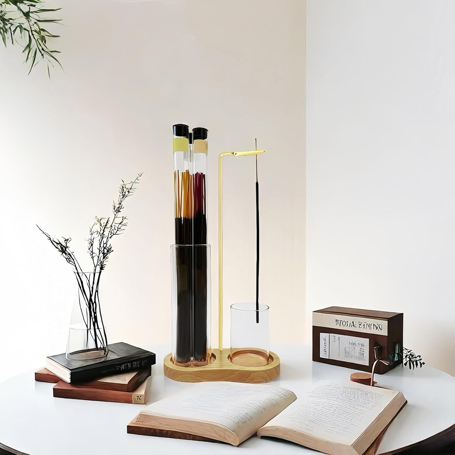 Soporte de Incienso Moocervi de Madera con Almacenamiento 15cm