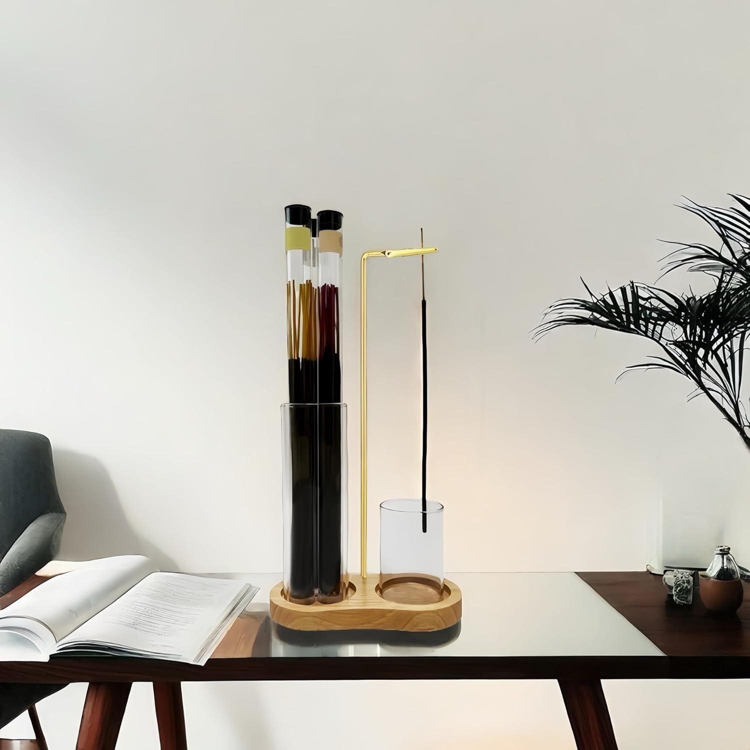 Soporte de Incienso Moocervi de Madera con Almacenamiento 15cm