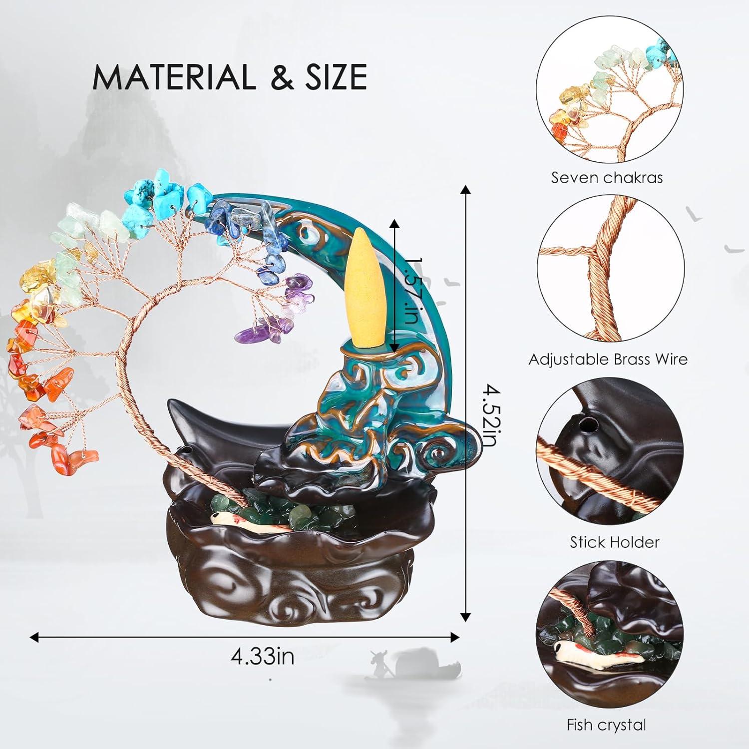 Quemador de Incienso CYYKDA Luna Azul Cerámica 12.7x7.6 cm