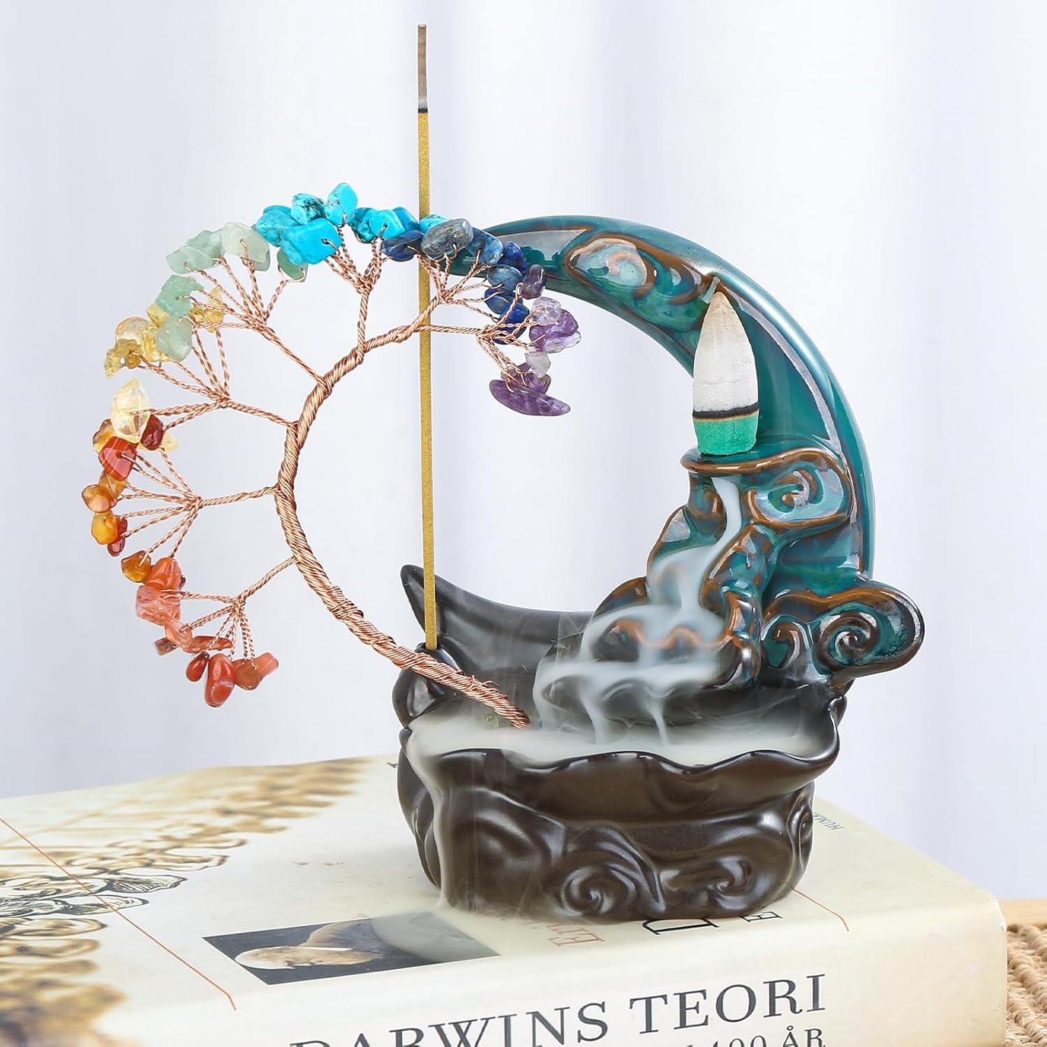 Quemador de Incienso CYYKDA Luna Azul Cerámica 12.7x7.6 cm