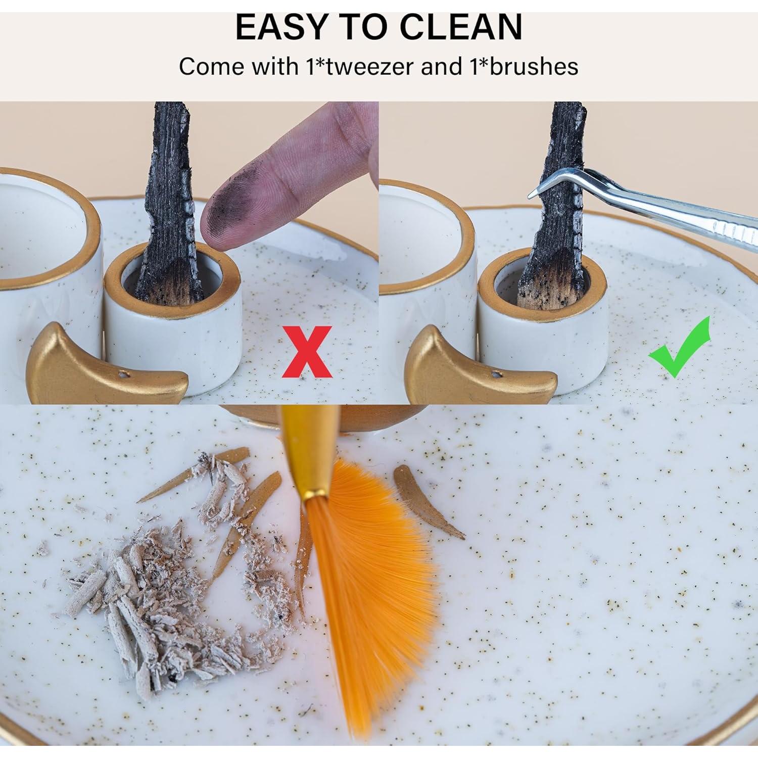 Soporte de Incienso Multifuncional ZenBless - Cerámica Dorada 15 cm