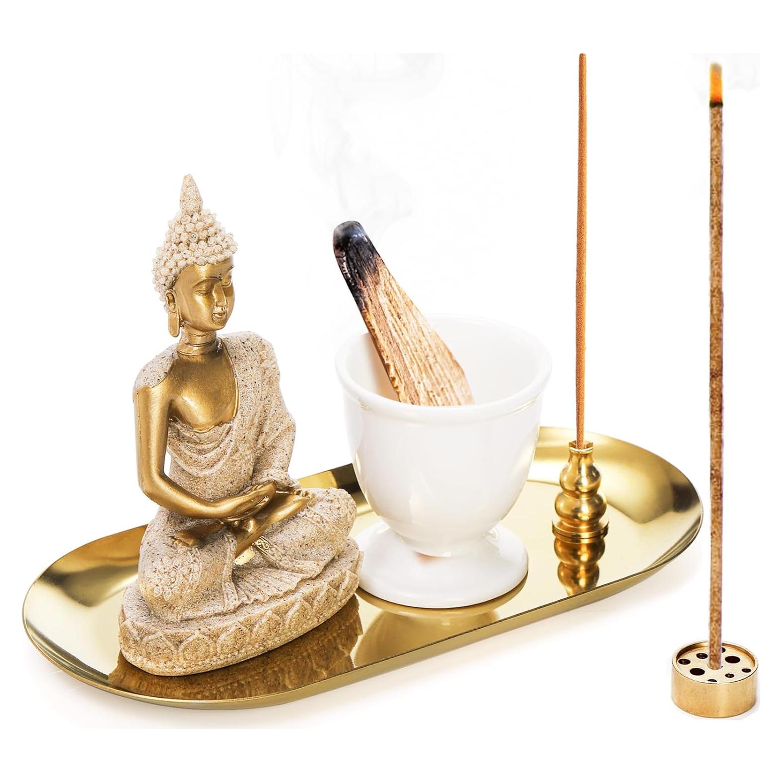 Soporte de Incienso 5 en 1 TOPZEA con Estatua de Buda
