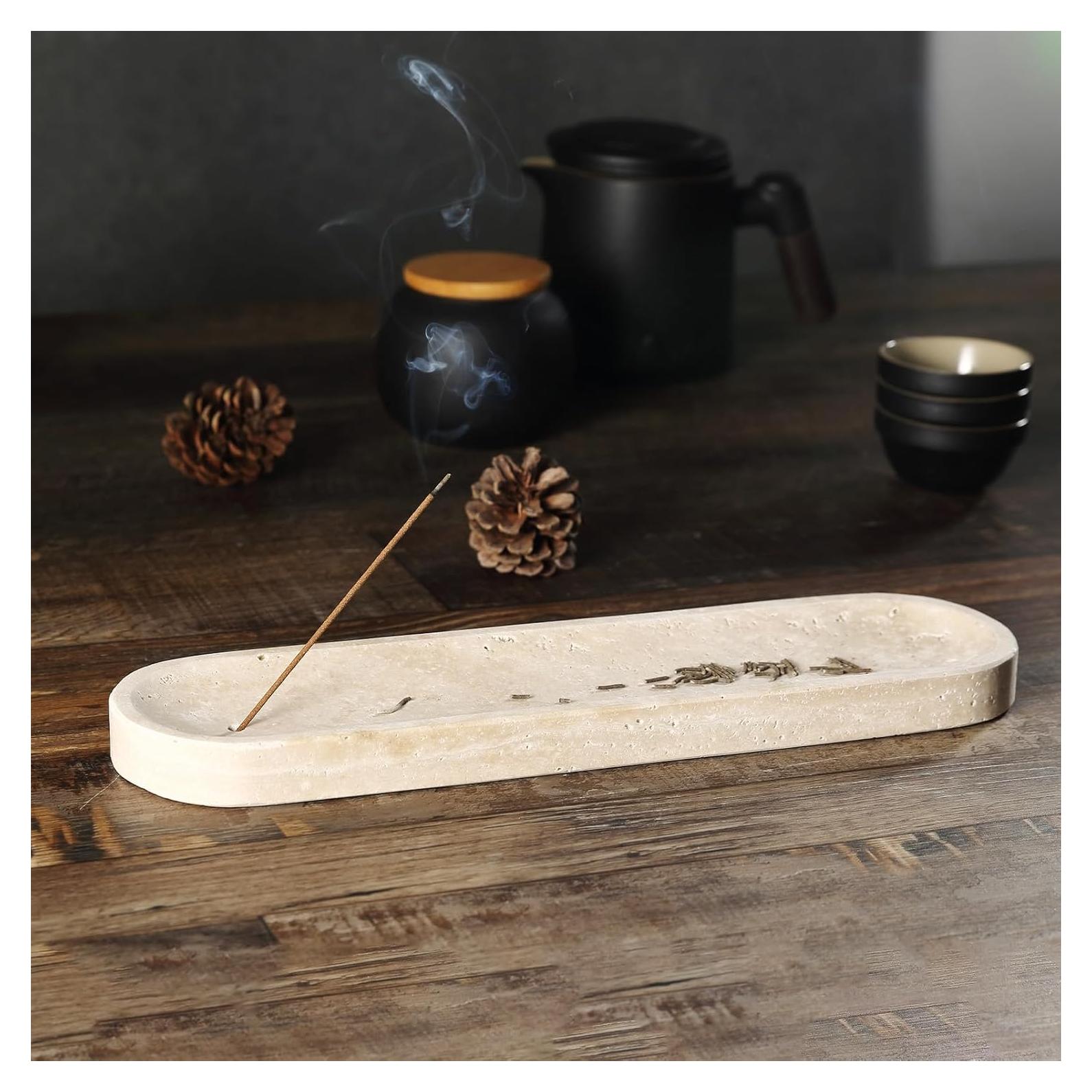 Soporte de Incienso Koville de Travertino Beige 30.48 cm