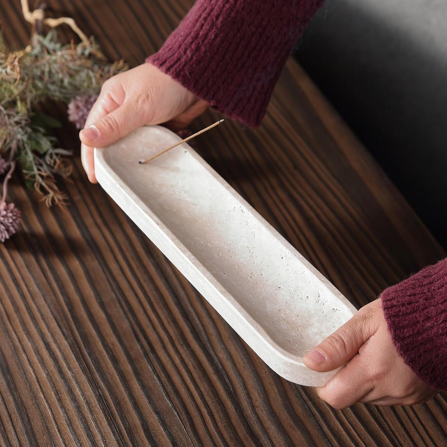 Soporte de Incienso Koville de Travertino Beige 30.48 cm