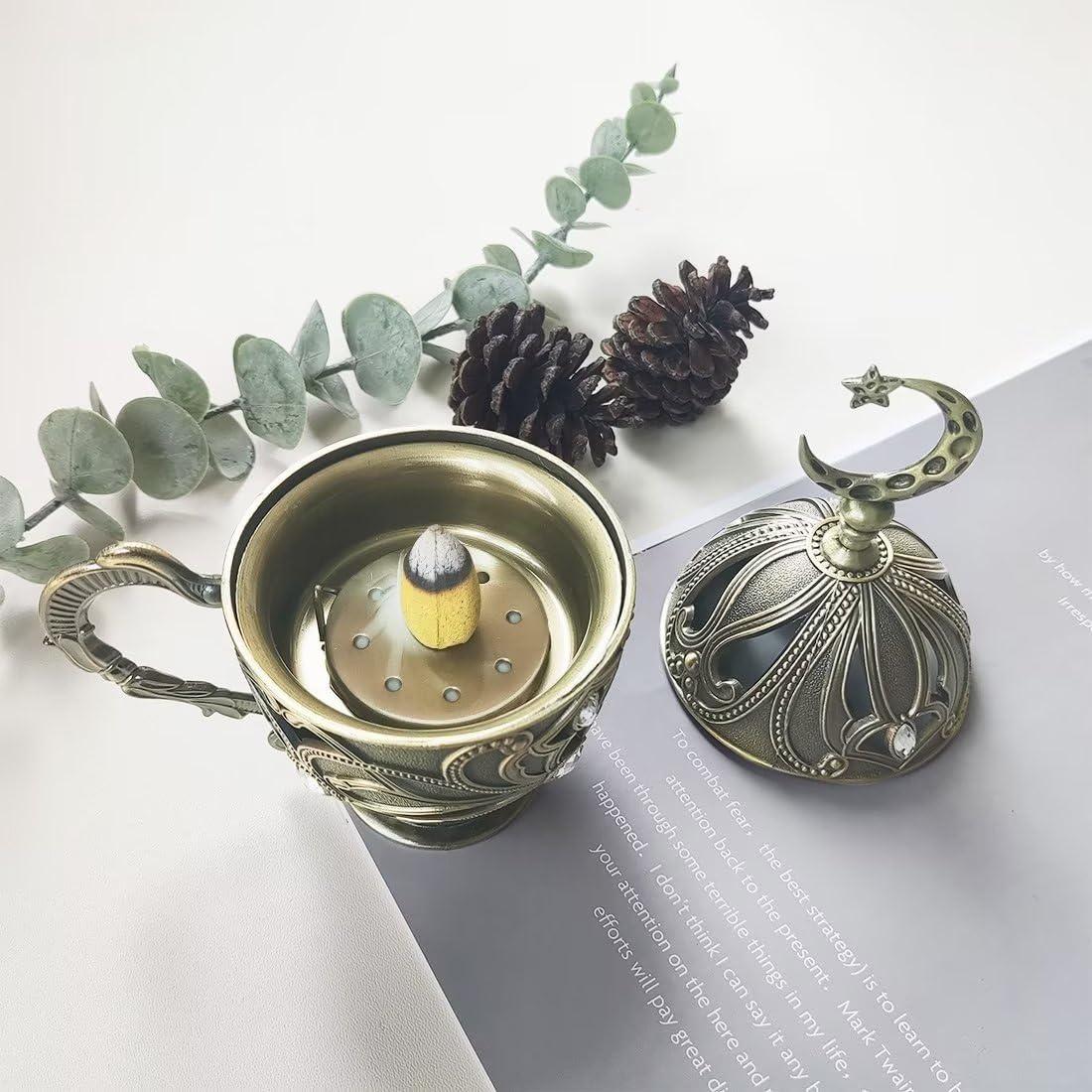 Soporte de Incienso en Cono Vintage Hourwof de Metal Bronce