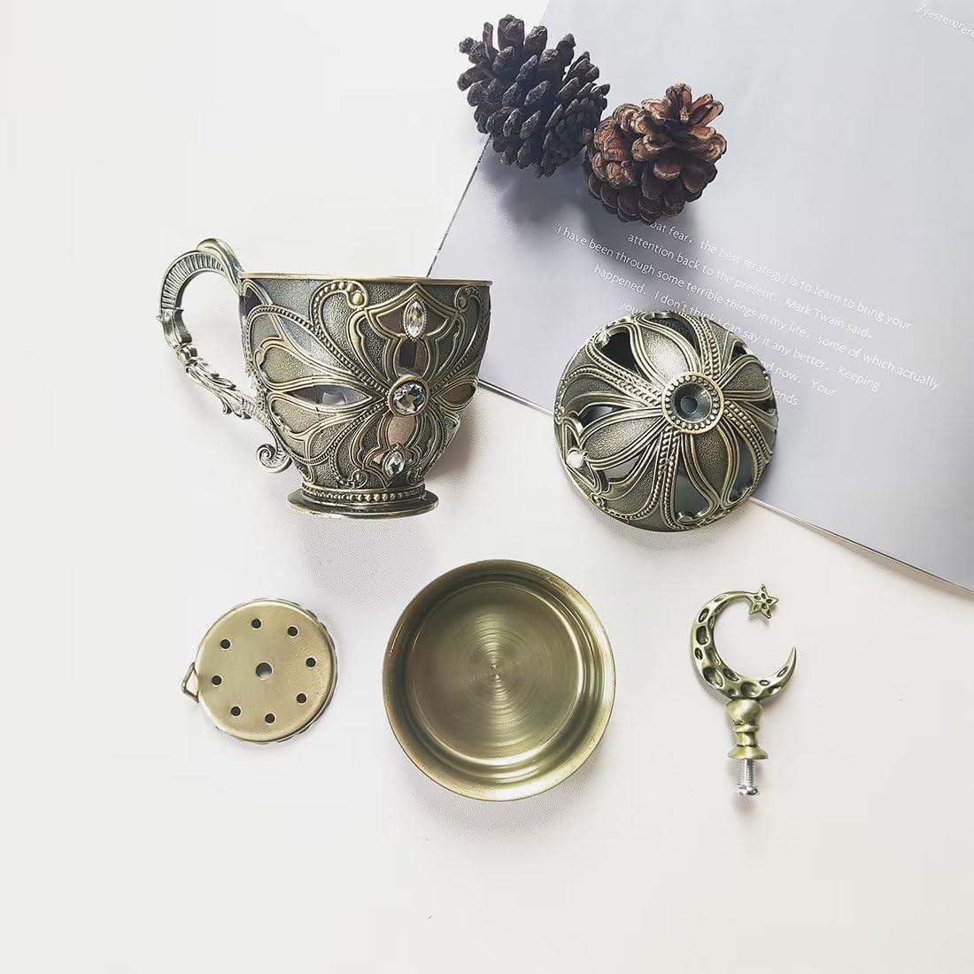 Soporte de Incienso en Cono Vintage Hourwof de Metal Bronce