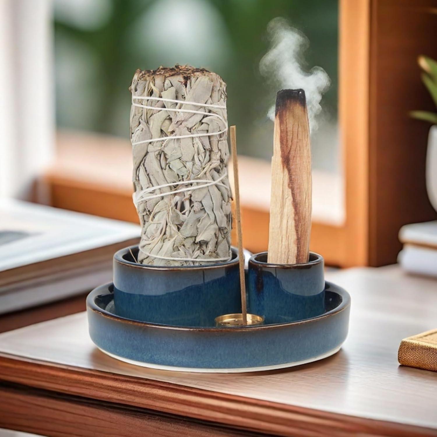 Soporte de Incienso 4 en 1 GRAMSTORMAX Azul 10.8 cm