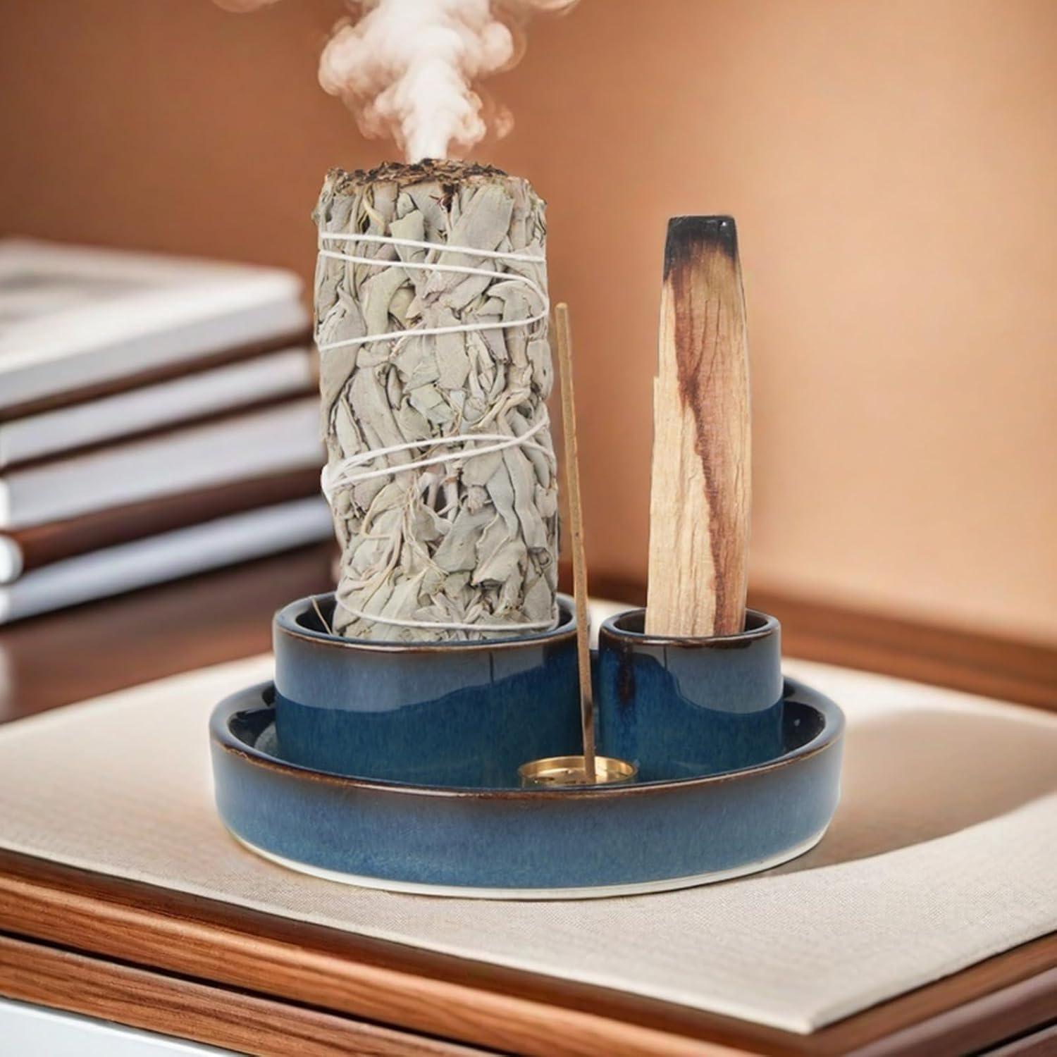 Soporte de Incienso 4 en 1 GRAMSTORMAX Azul 10.8 cm