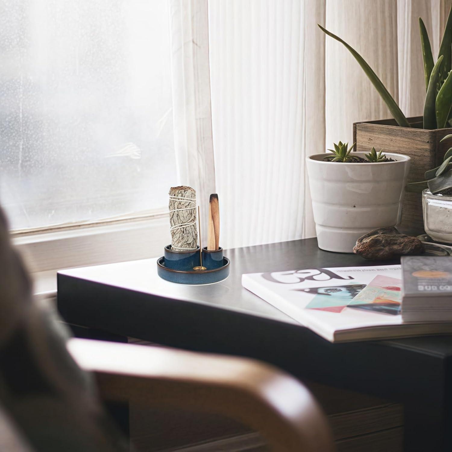 Soporte de Incienso 4 en 1 GRAMSTORMAX Azul 10.8 cm