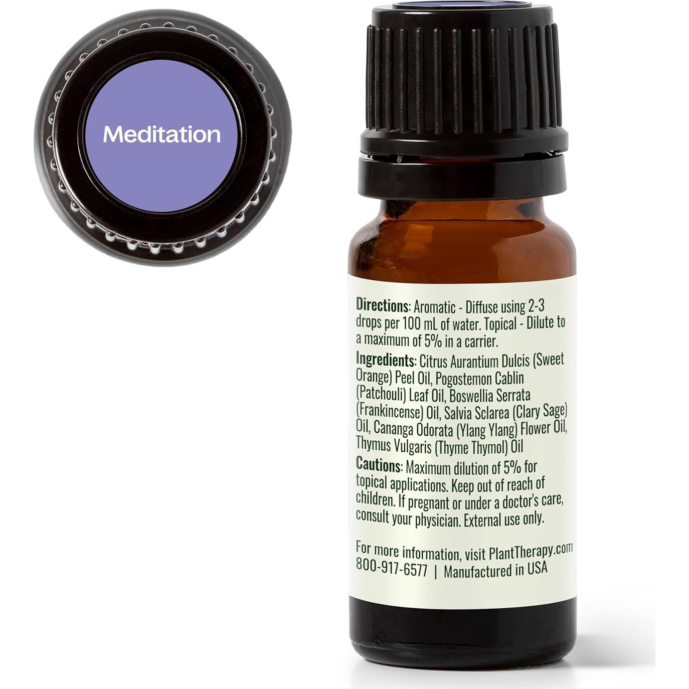 Plant Therapy Meditation Essential Oil Blend 10 mL (1/3 oz) 100% Pure, Undiluted, Therapeutic Grade