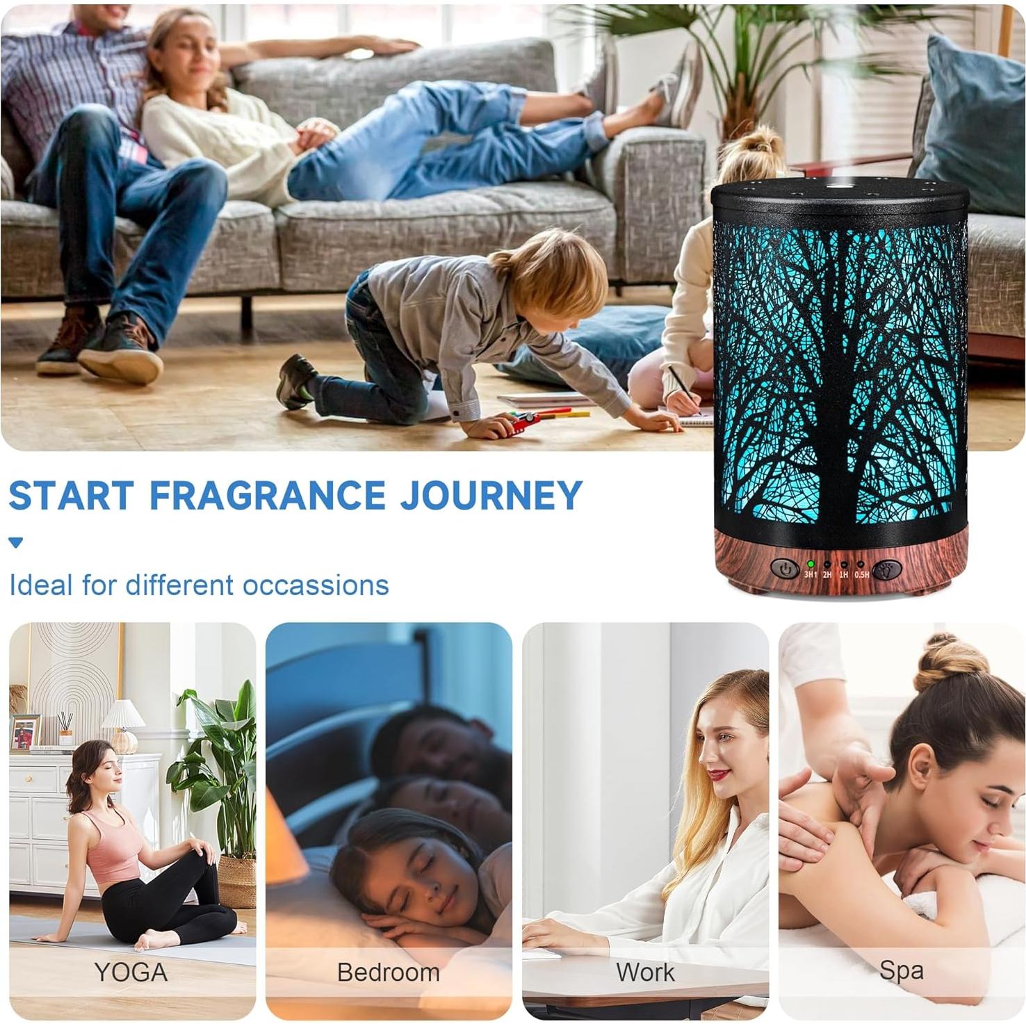 Difusor de Aceite Esencial JOYOLO 120ml Metal Aromaterapia