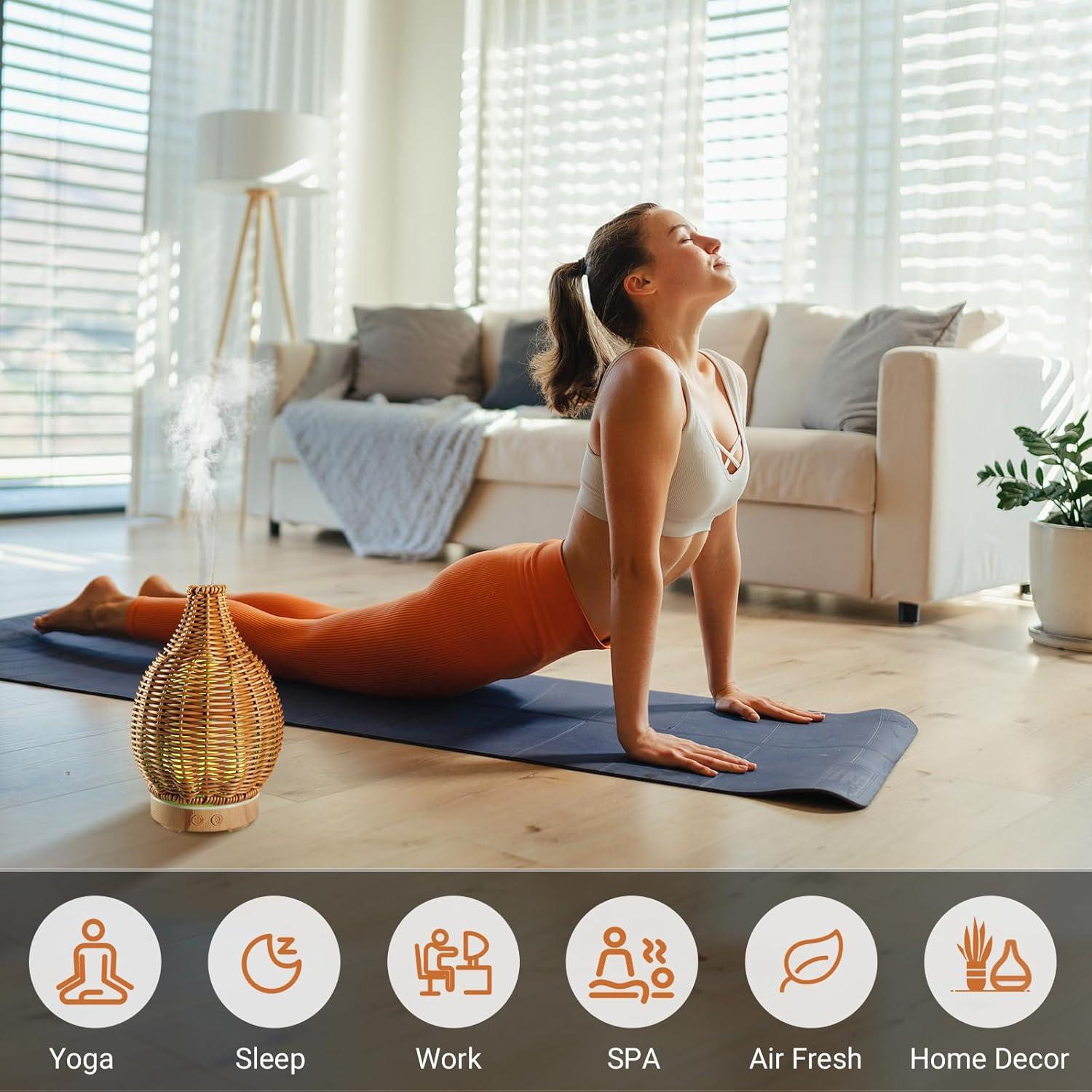 Difusor de Aceite Esencial SENMUL 100mL Ratán Control Remoto