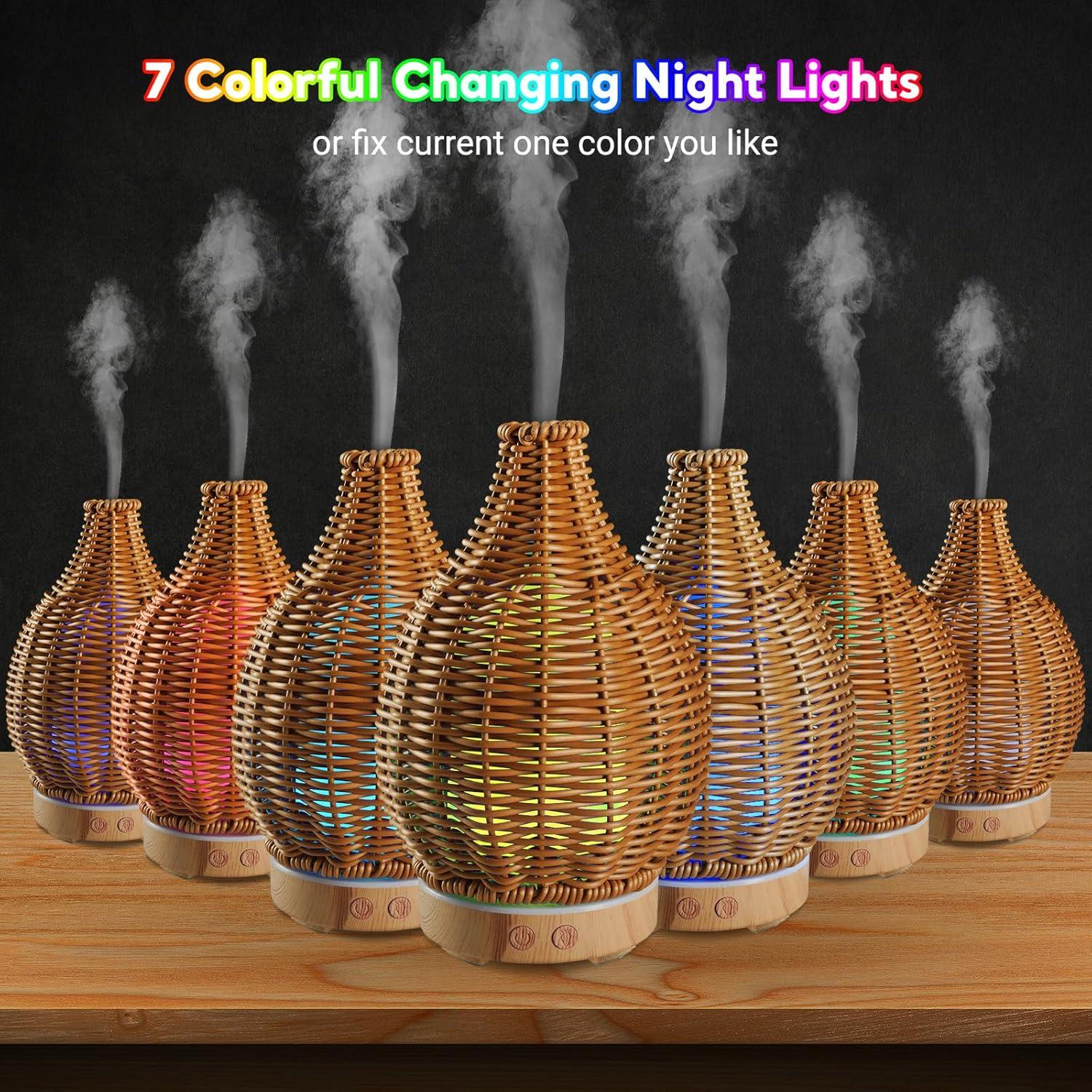 Difusor de Aceite Esencial SENMUL 100mL Ratán Control Remoto