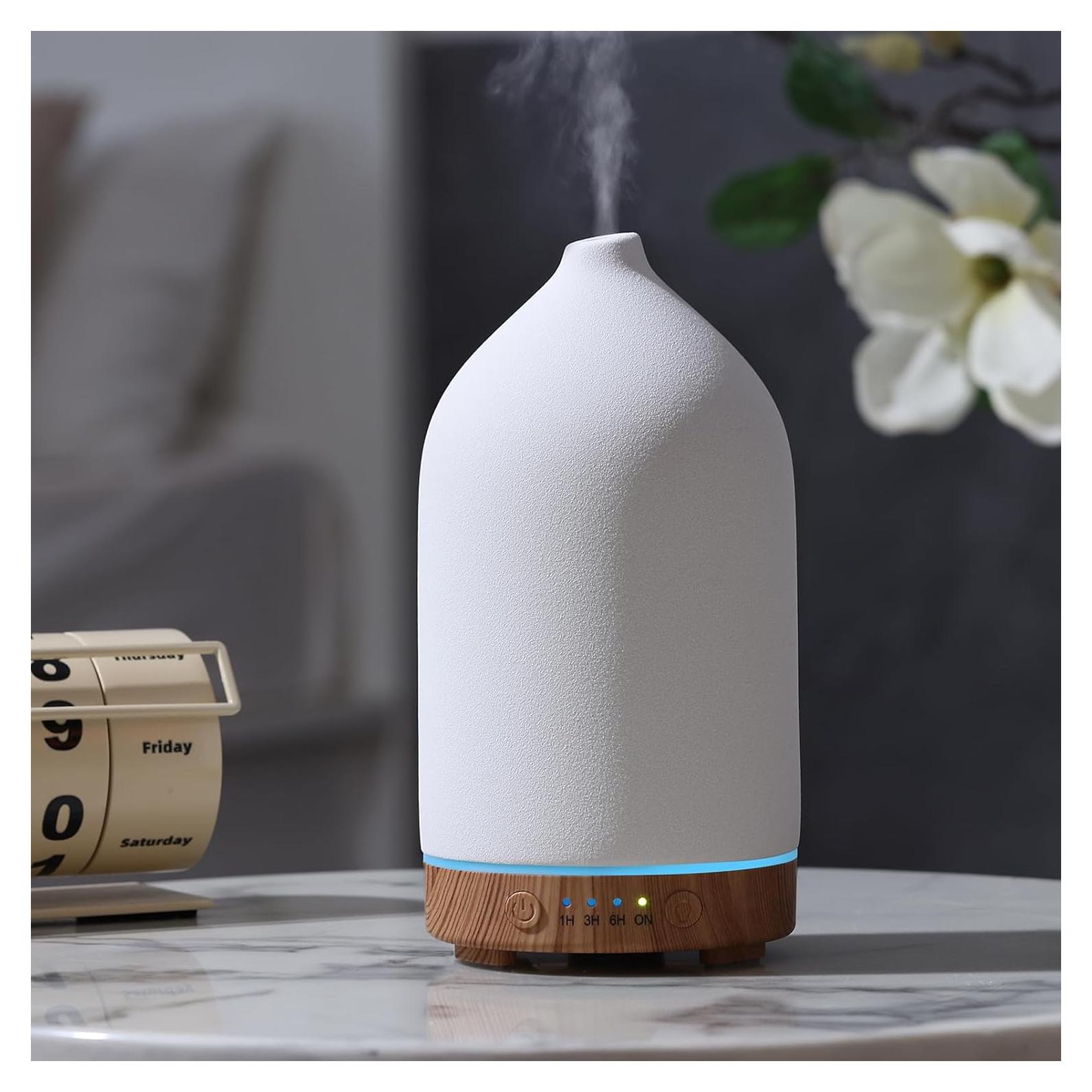 Difusor de Aceite Esencial Gooamp 200ML Cerámica Madera LED