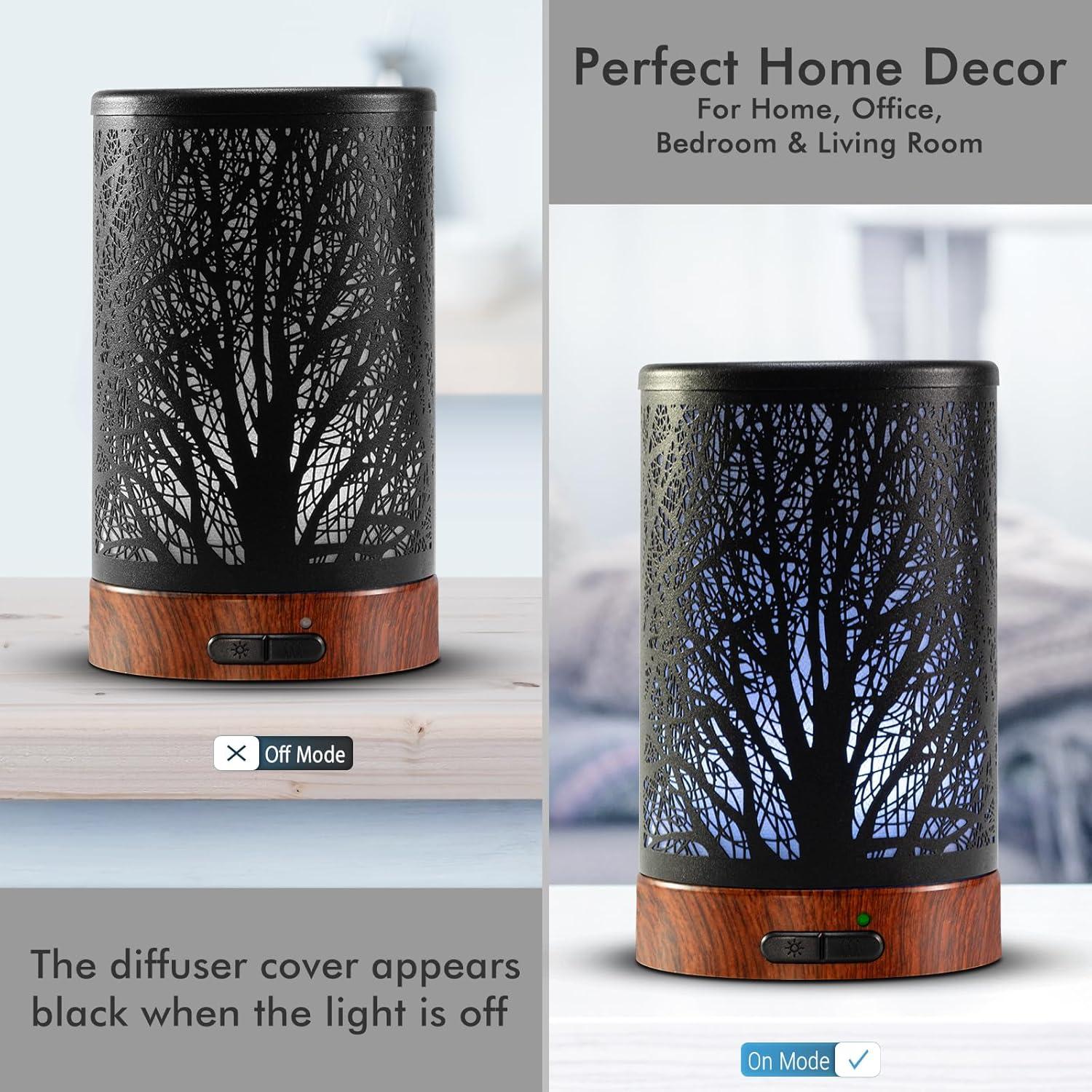 Difusor de Aceite Esencial EQUSUPRO 150ml Metal Negro con Luz LED