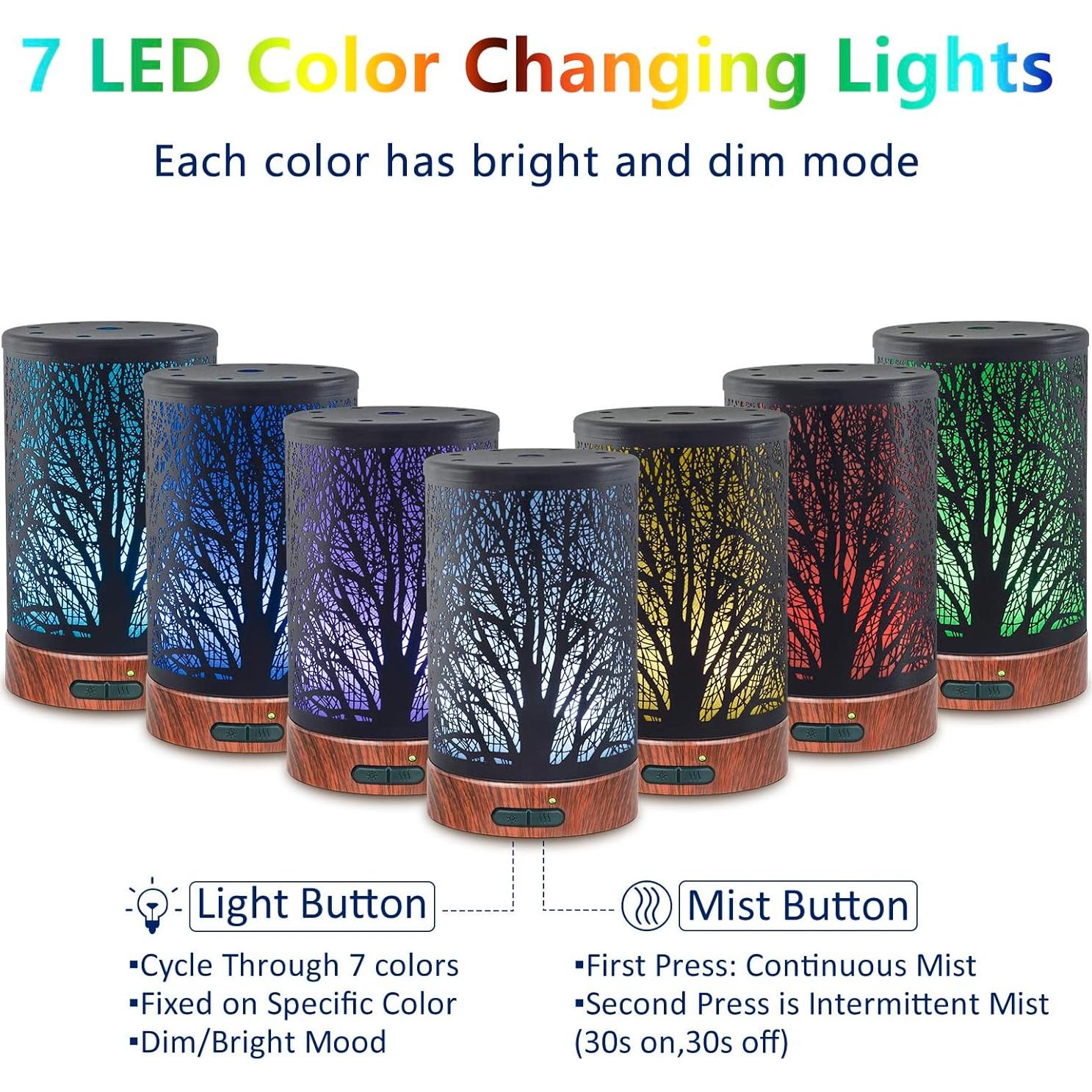 Difusor de Aceite Esencial EQUSUPRO 150ml Metal Negro con Luz LED