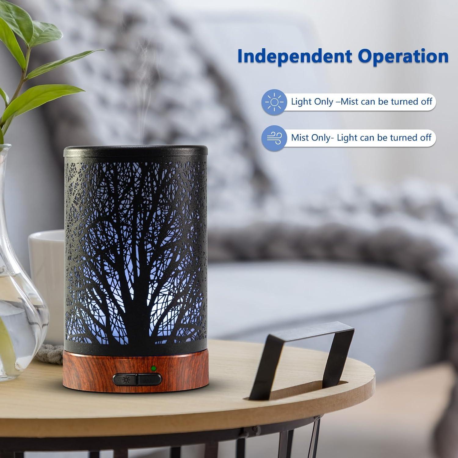 Difusor de Aceite Esencial EQUSUPRO 150ml Metal Negro con Luz LED