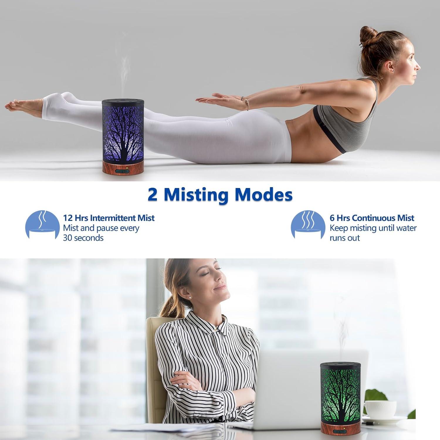 Difusor de Aceite Esencial EQUSUPRO 150ml Metal Negro con Luz LED