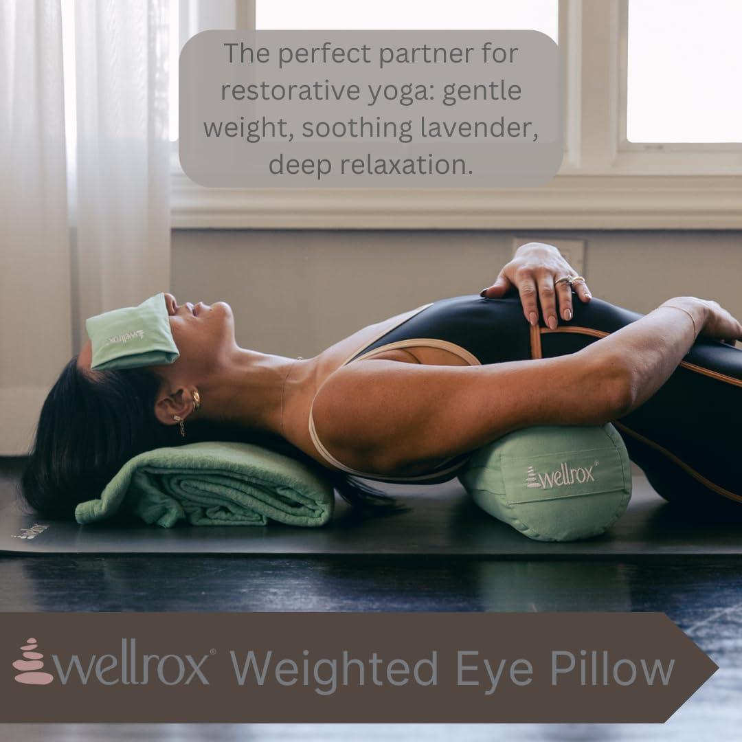 Almohadilla para ojos Wellrox verde con semillas de lino y lavanda