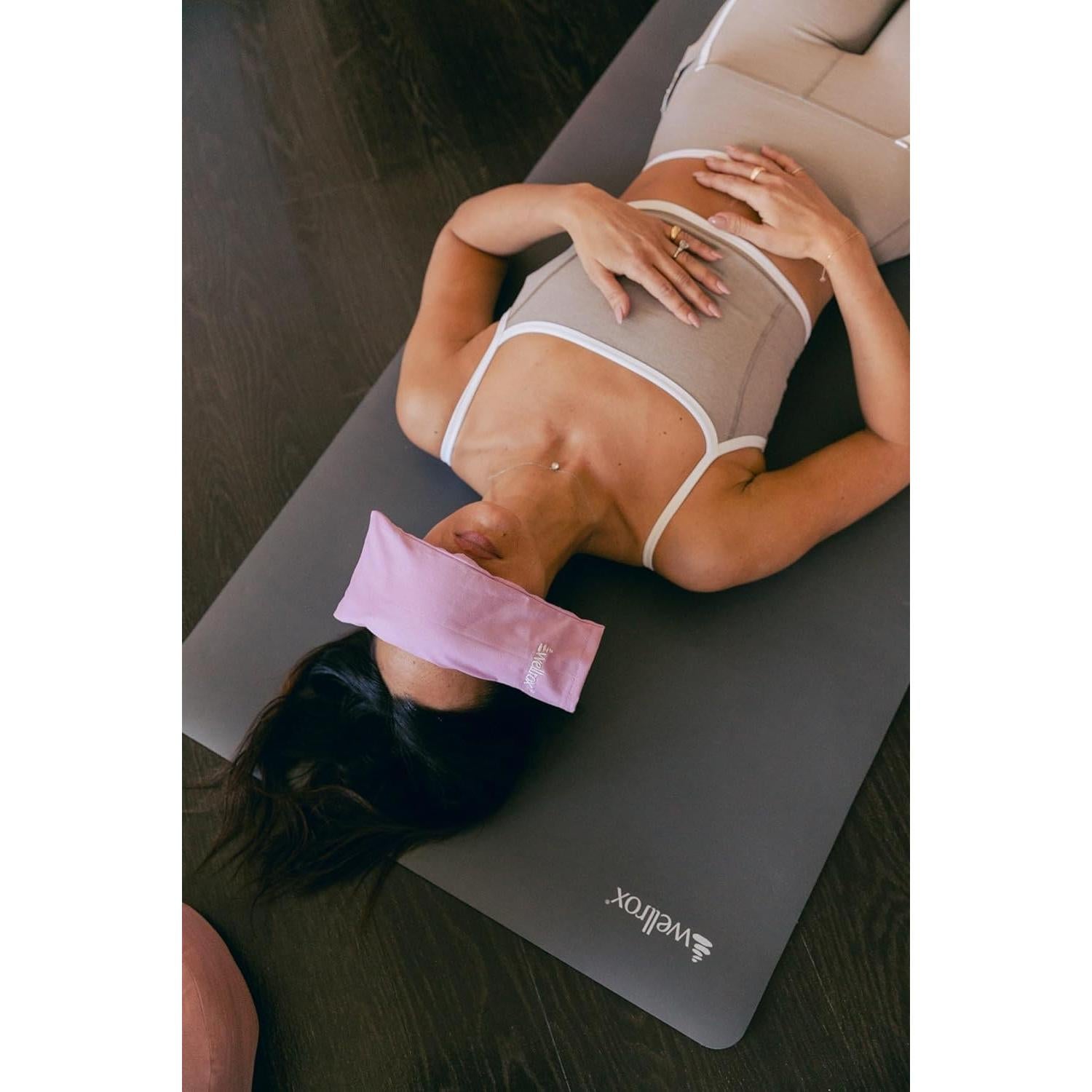 Almohadilla para ojos Wellrox verde con semillas de lino y lavanda