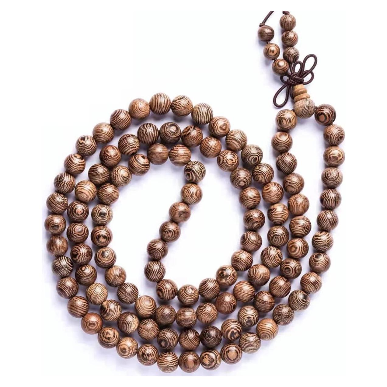 Collar Mala de Madera Natural FAZOVIN 108 Cuentas 8 mm