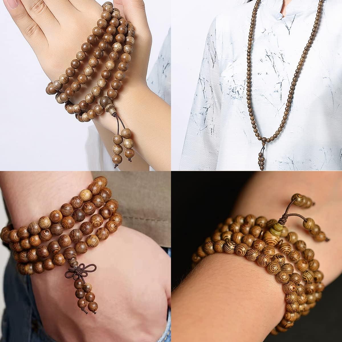 Collar Mala de Madera Natural FAZOVIN 108 Cuentas 8 mm