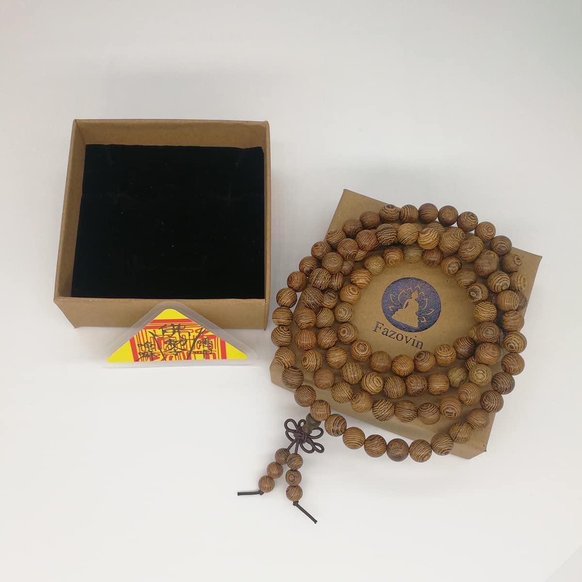 Collar Mala de Madera Natural FAZOVIN 108 Cuentas 8 mm