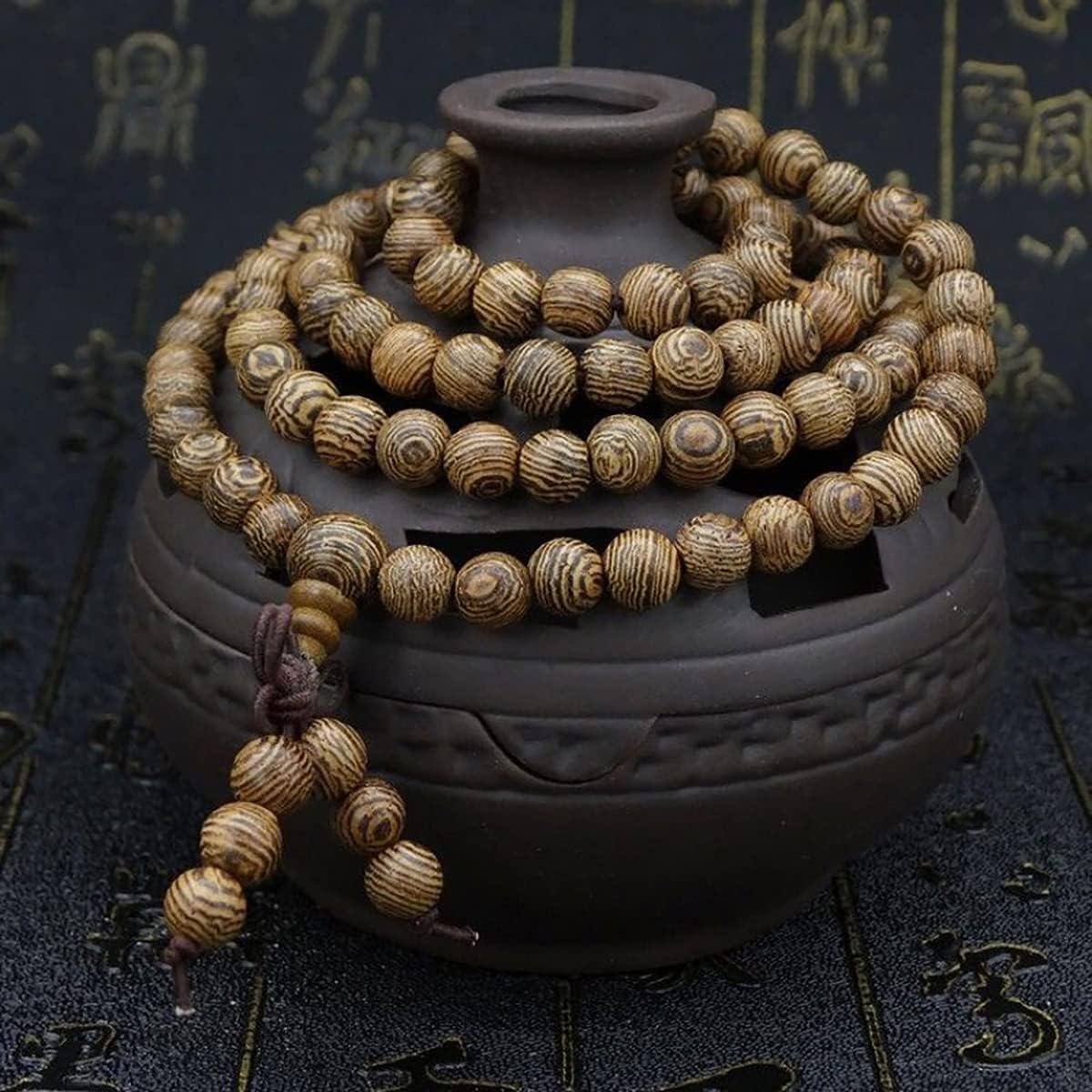 Collar Mala de Madera Natural FAZOVIN 108 Cuentas 8 mm