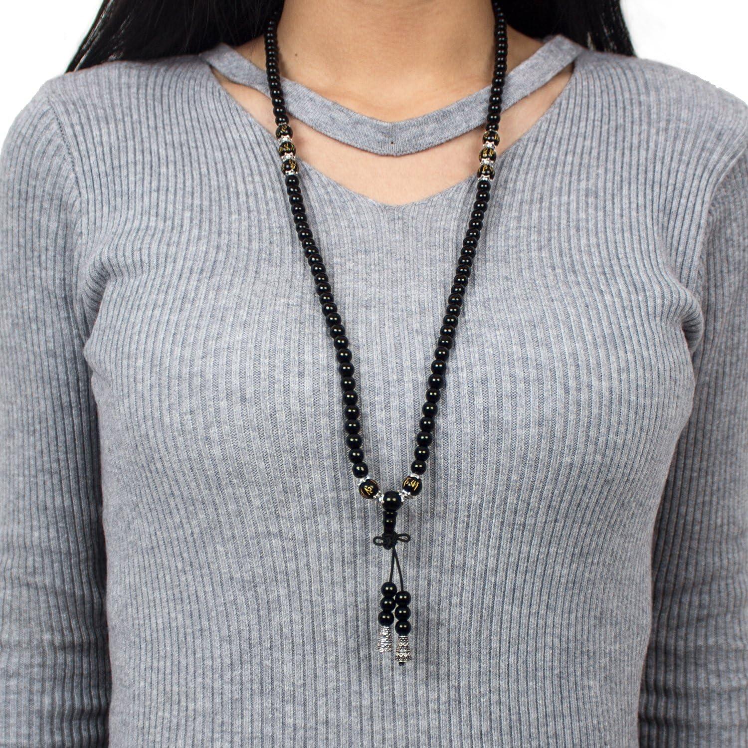 Pulsera Mala de 108 cuentas de Obsidiana y Ojo de Tigre 86.36 cm