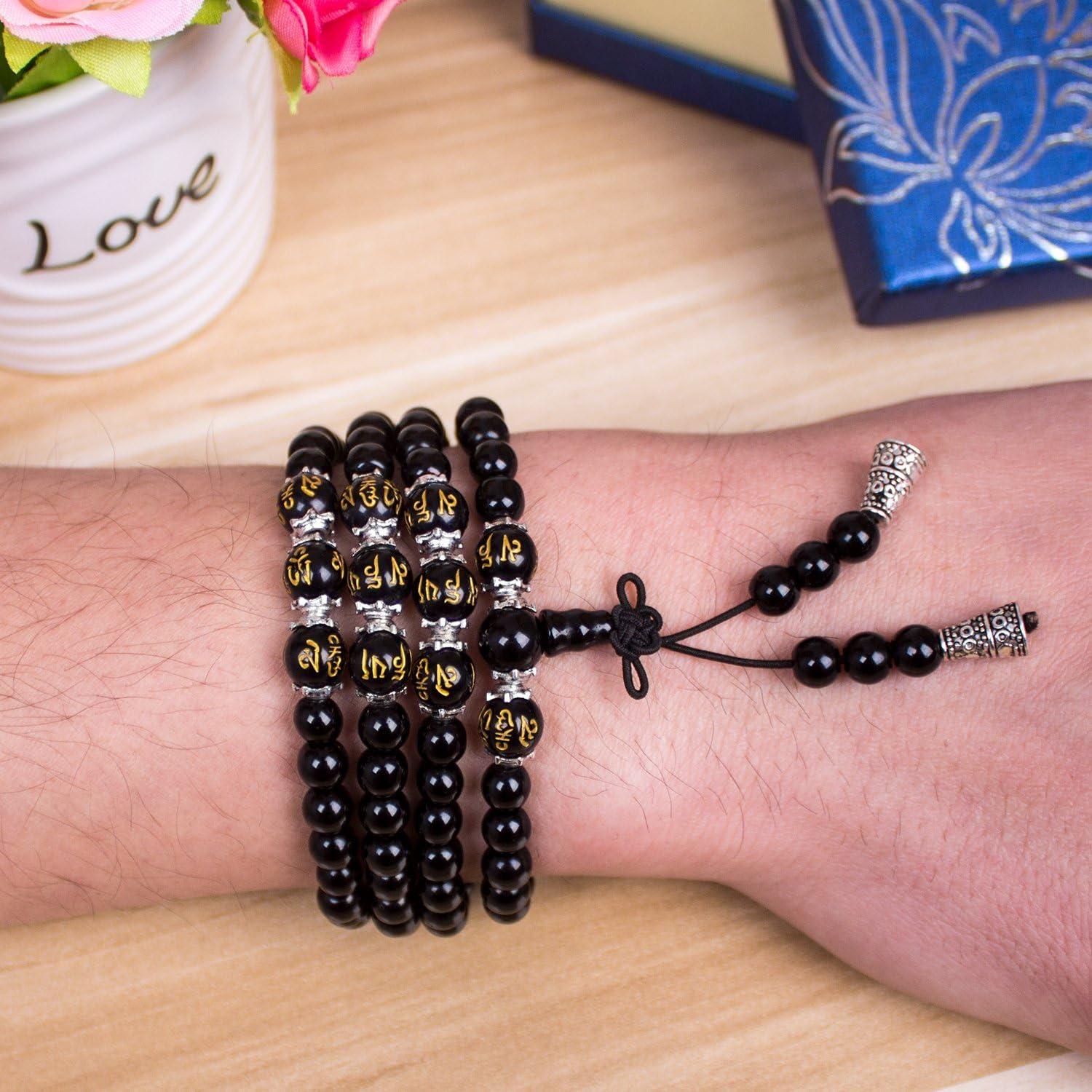 Pulsera Mala de 108 cuentas de Obsidiana y Ojo de Tigre 86.36 cm