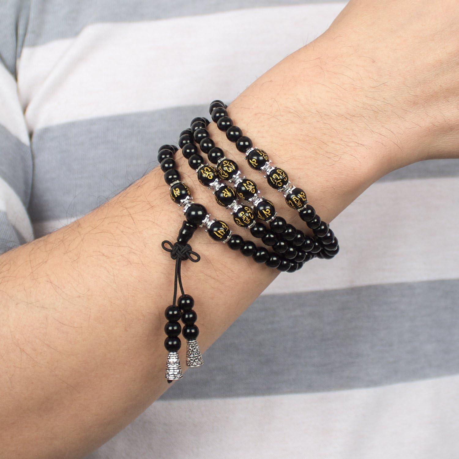 Pulsera Mala de 108 cuentas de Obsidiana y Ojo de Tigre 86.36 cm