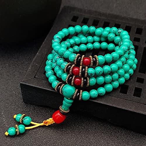 Pulsera de Oración Buda Caiyao 108 Perlas Turquesa 70 cm