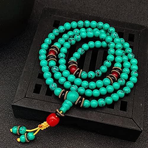 Pulsera de Oración Buda Caiyao 108 Perlas Turquesa 70 cm