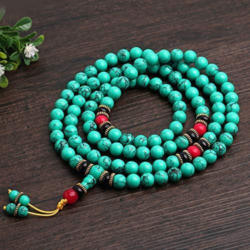 Pulsera de Oración Buda Caiyao 108 Perlas Turquesa 70 cm