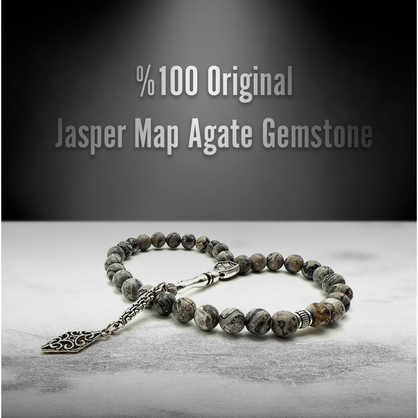 Tasbih de Ágata Mapa 8mm Hecho a Mano - 33 Cuentas Islámicas