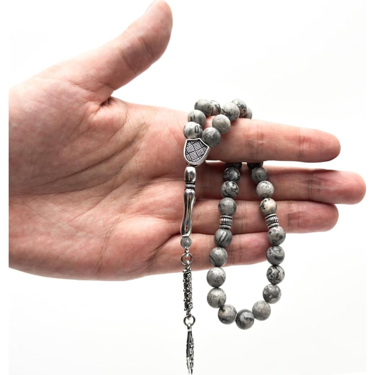 Tasbih de Ágata Mapa 8mm Hecho a Mano - 33 Cuentas Islámicas