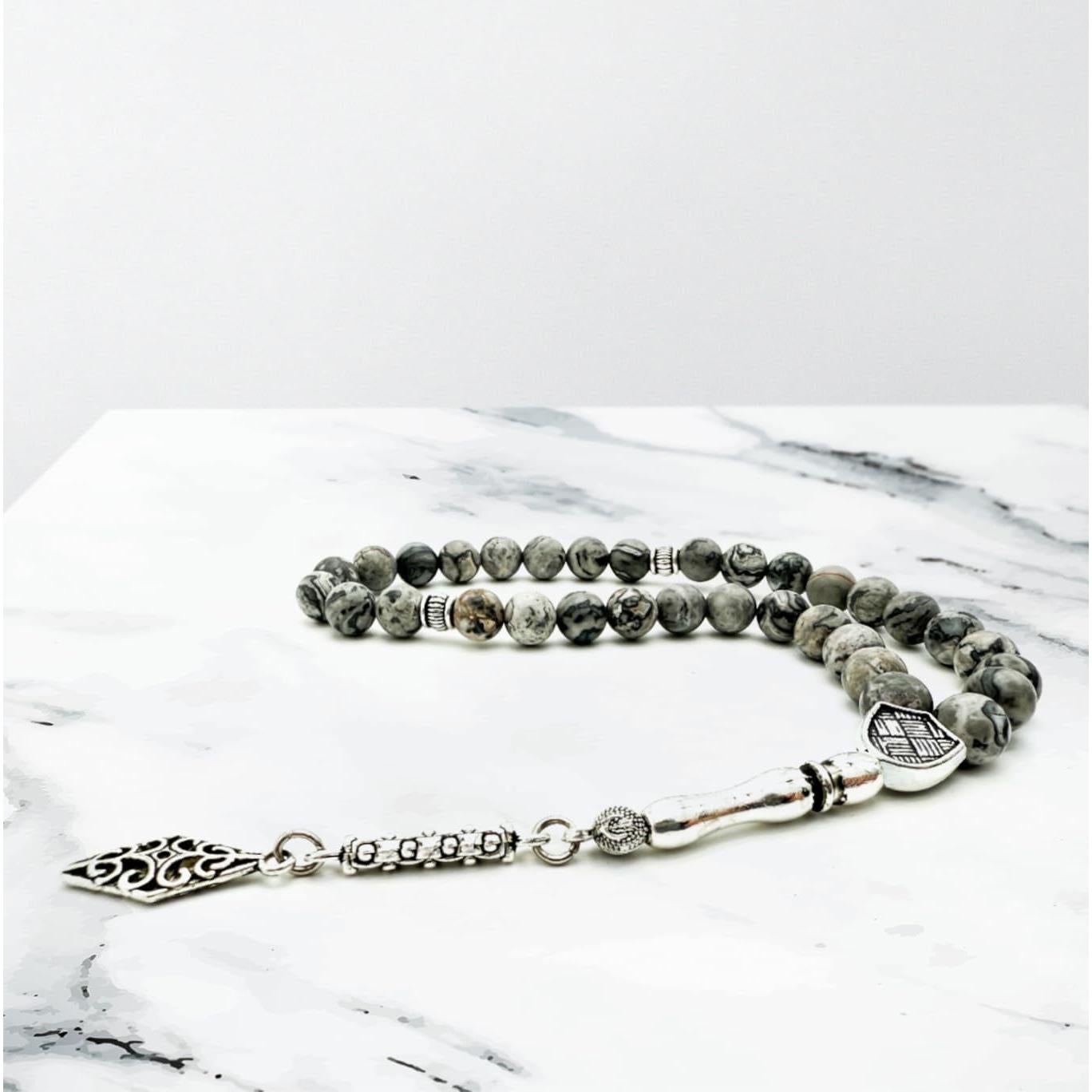 Tasbih de Ágata Mapa 8mm Hecho a Mano - 33 Cuentas Islámicas