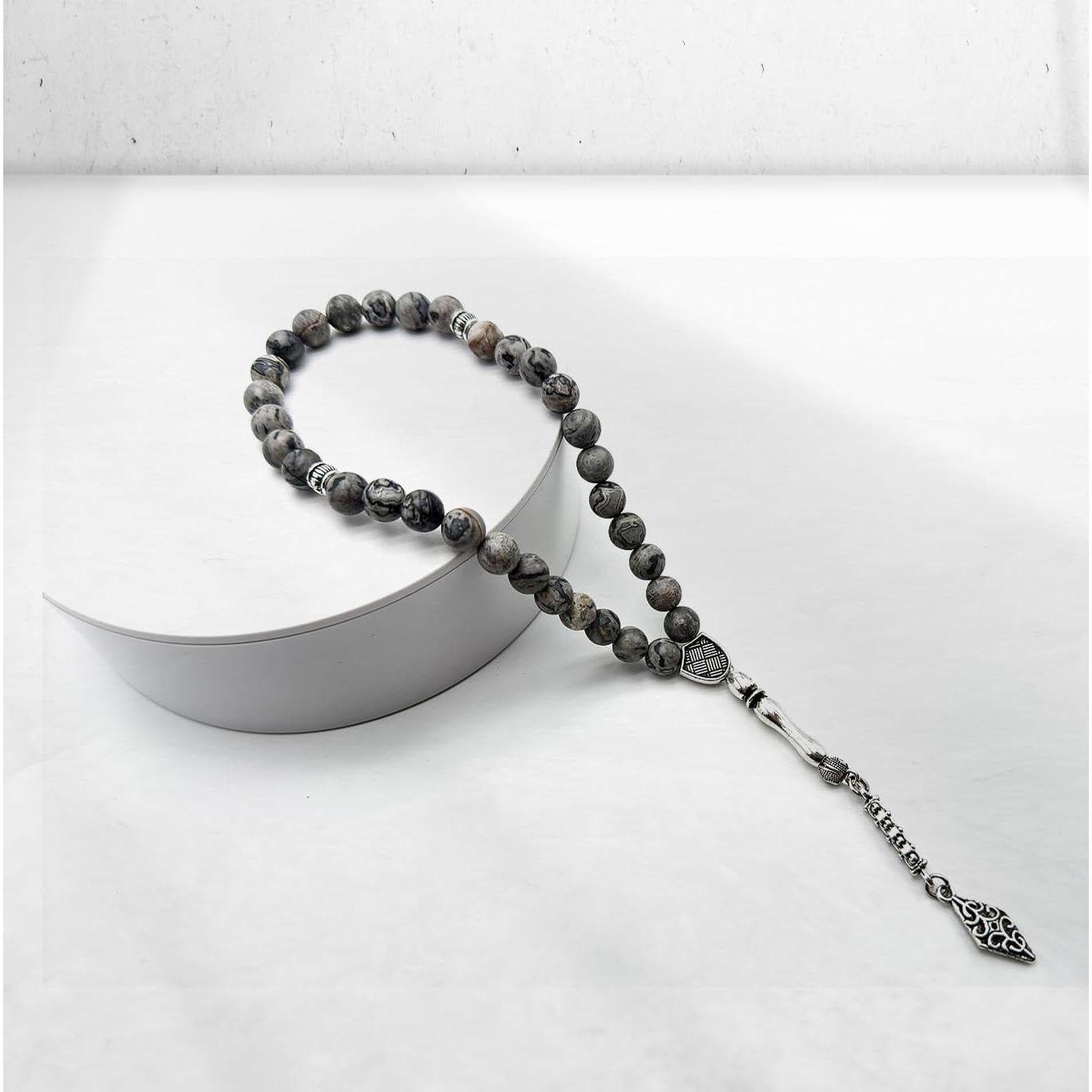 Tasbih de Ágata Mapa 8mm Hecho a Mano - 33 Cuentas Islámicas