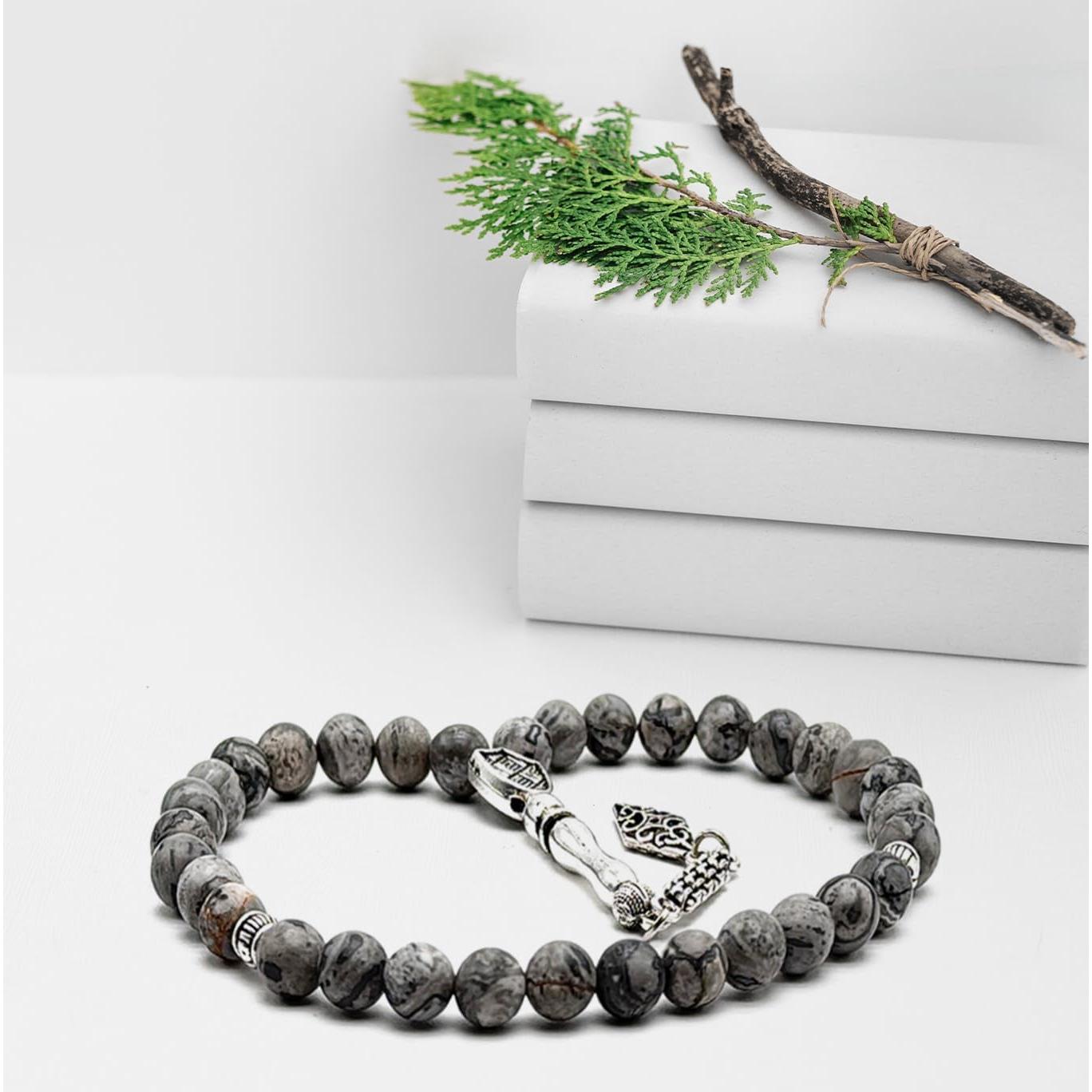 Tasbih de Ágata Mapa 8mm Hecho a Mano - 33 Cuentas Islámicas