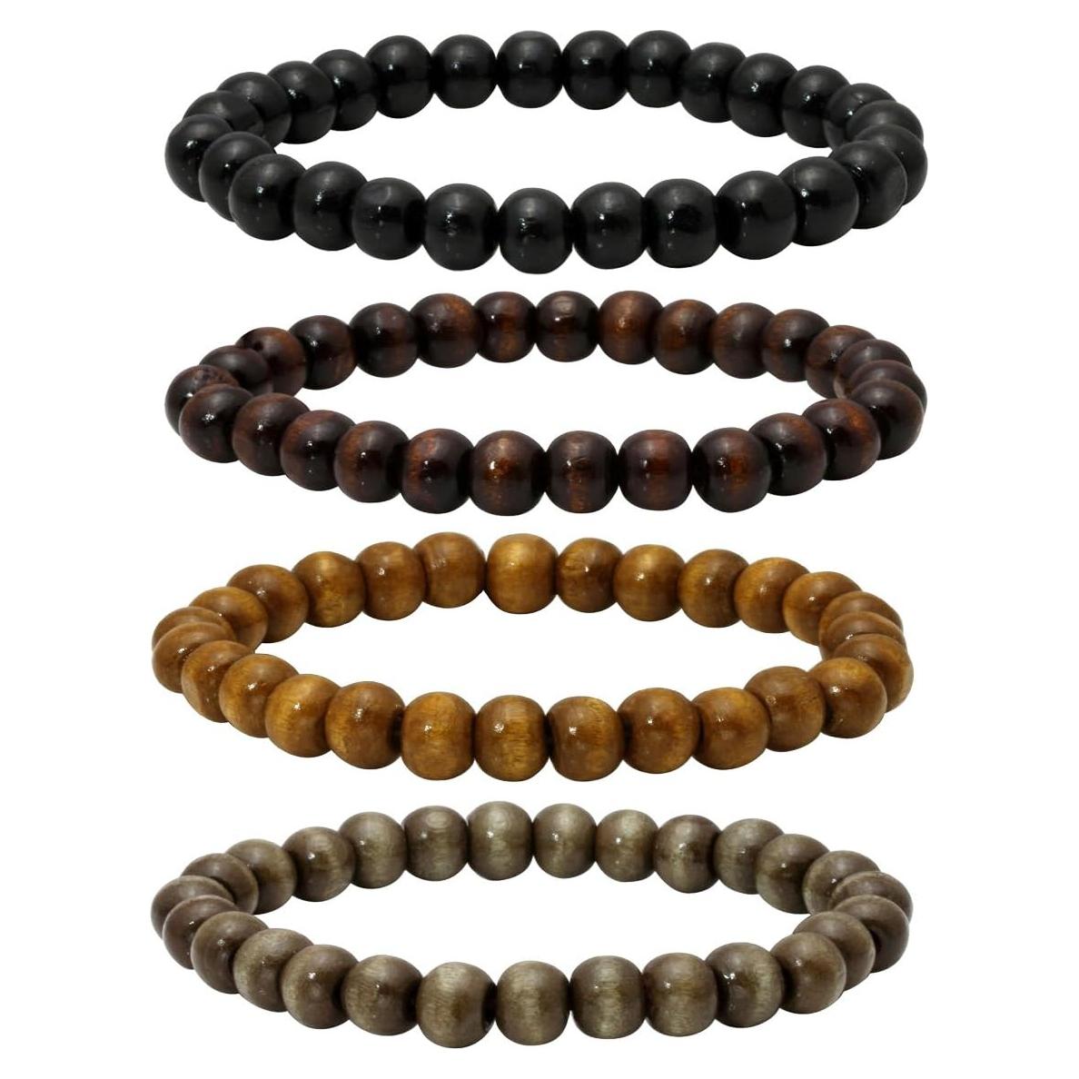 Pulsera de Cuentas de Madera Eigso 4 Pcs 8mm para Meditación