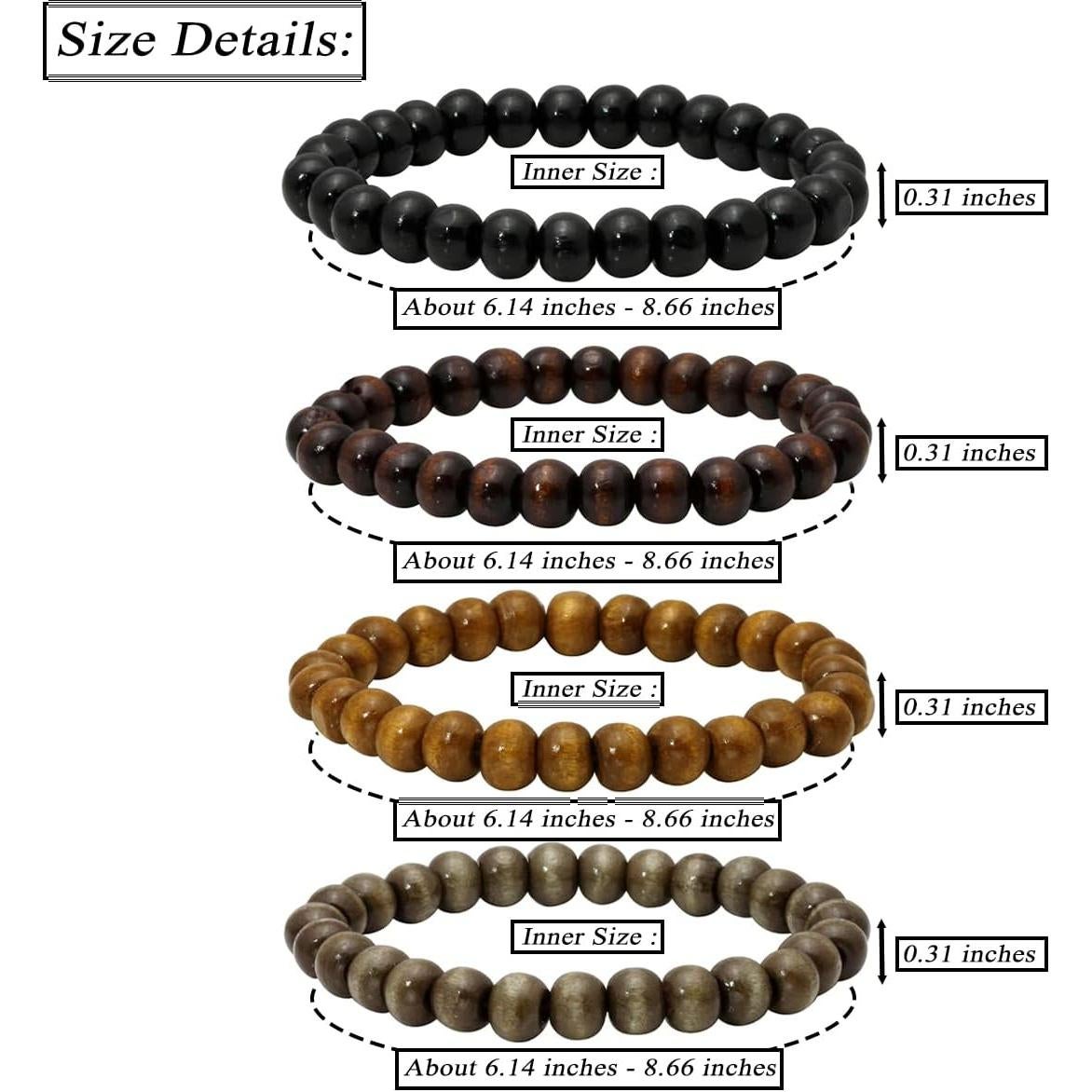 Pulsera de Cuentas de Madera Eigso 4 Pcs 8mm para Meditación
