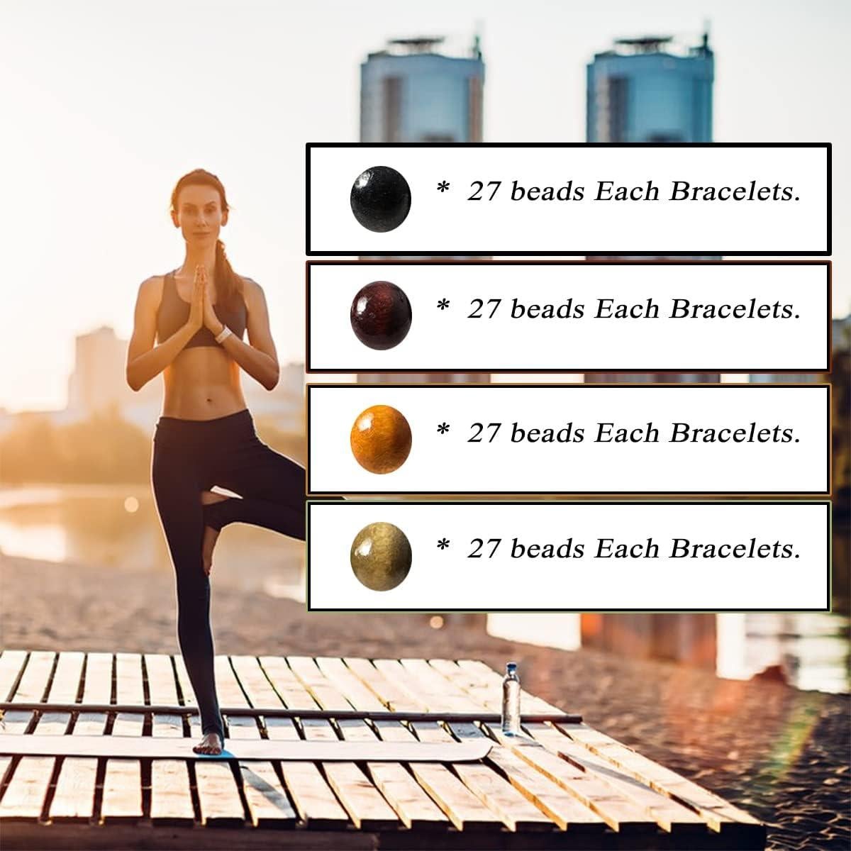 Pulsera de Cuentas de Madera Eigso 4 Pcs 8mm para Meditación