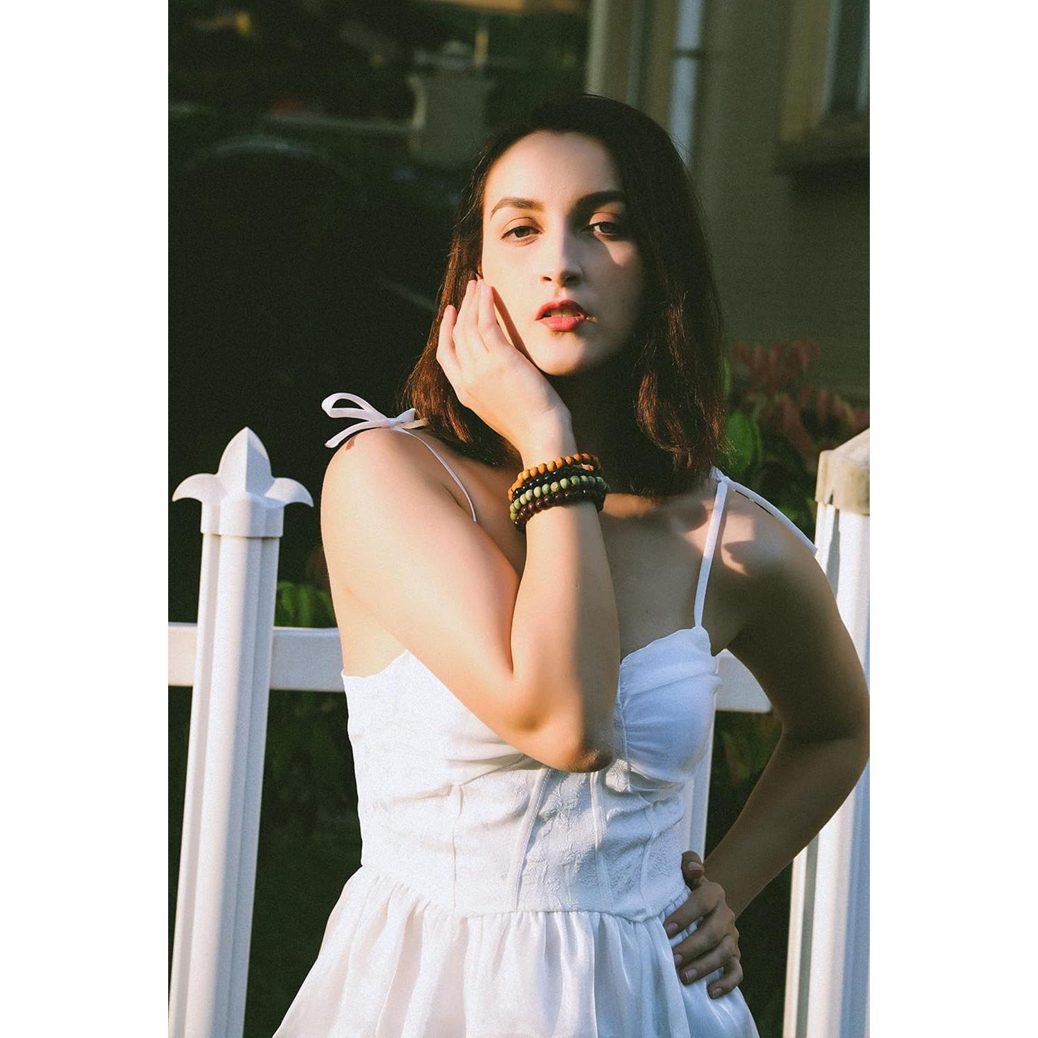 Pulsera de Cuentas de Madera Eigso 4 Pcs 8mm para Meditación