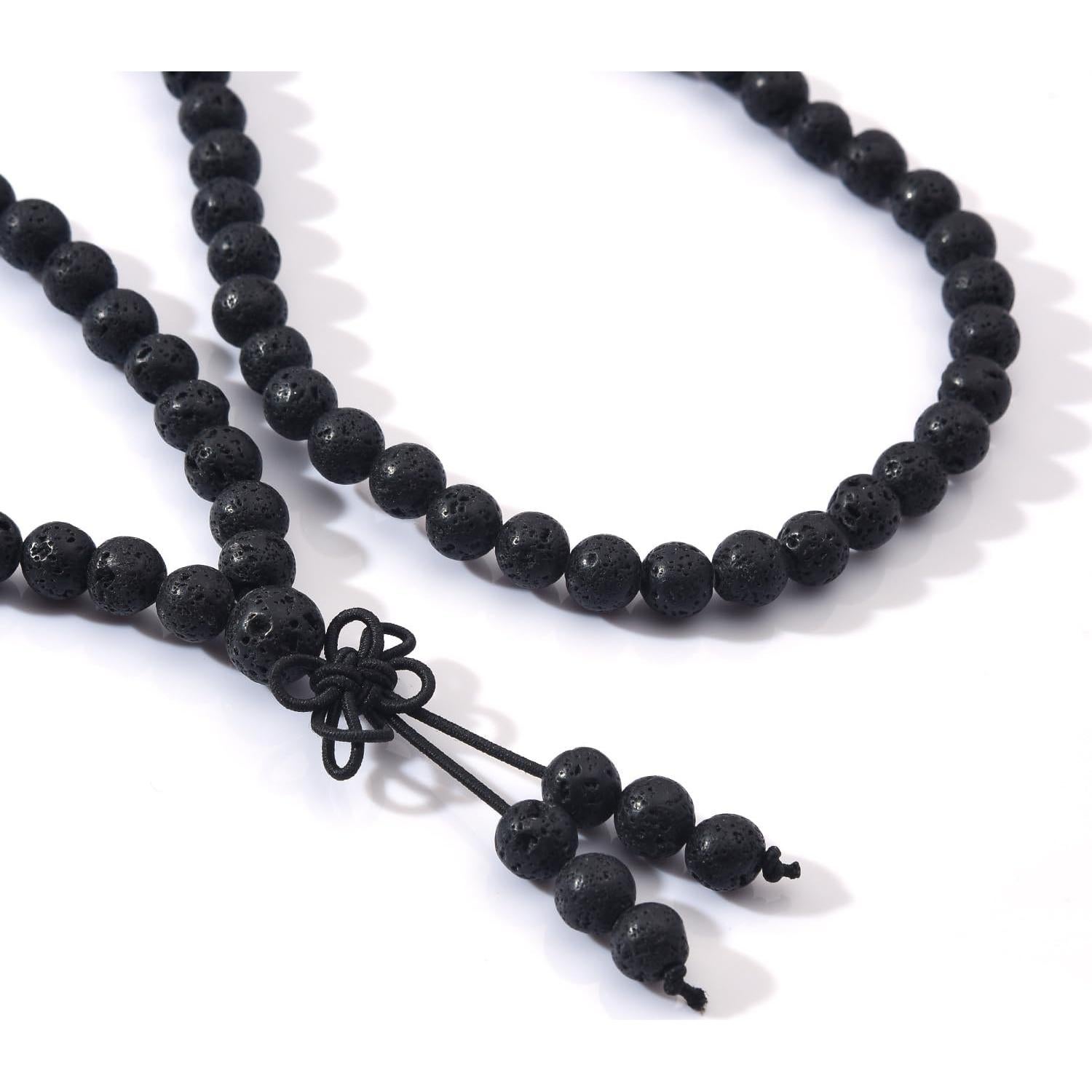 Pulsera de Oración Mala 108 Cuentas 6mm Roca de Lava Negra