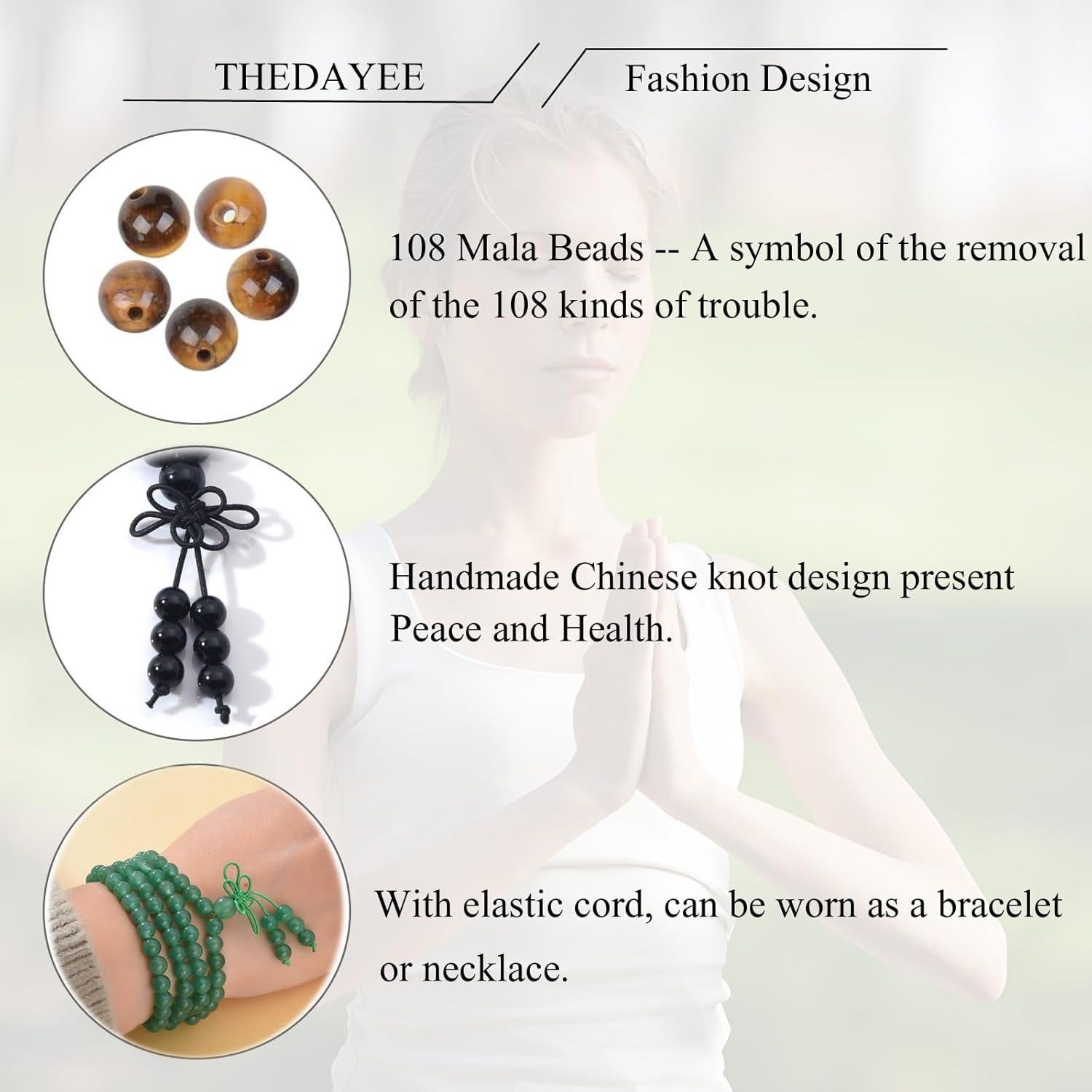 Pulsera de Oración Mala 108 Cuentas 6mm Roca de Lava Negra