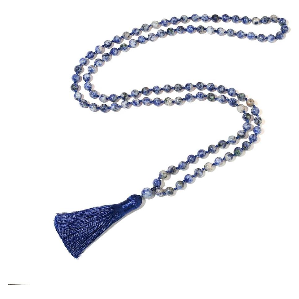 Collar Mala de 108 cuentas de piedra natural 8mm unisex