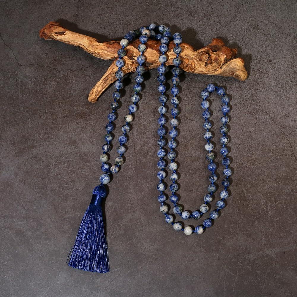 Collar Mala de 108 cuentas de piedra natural 8mm unisex