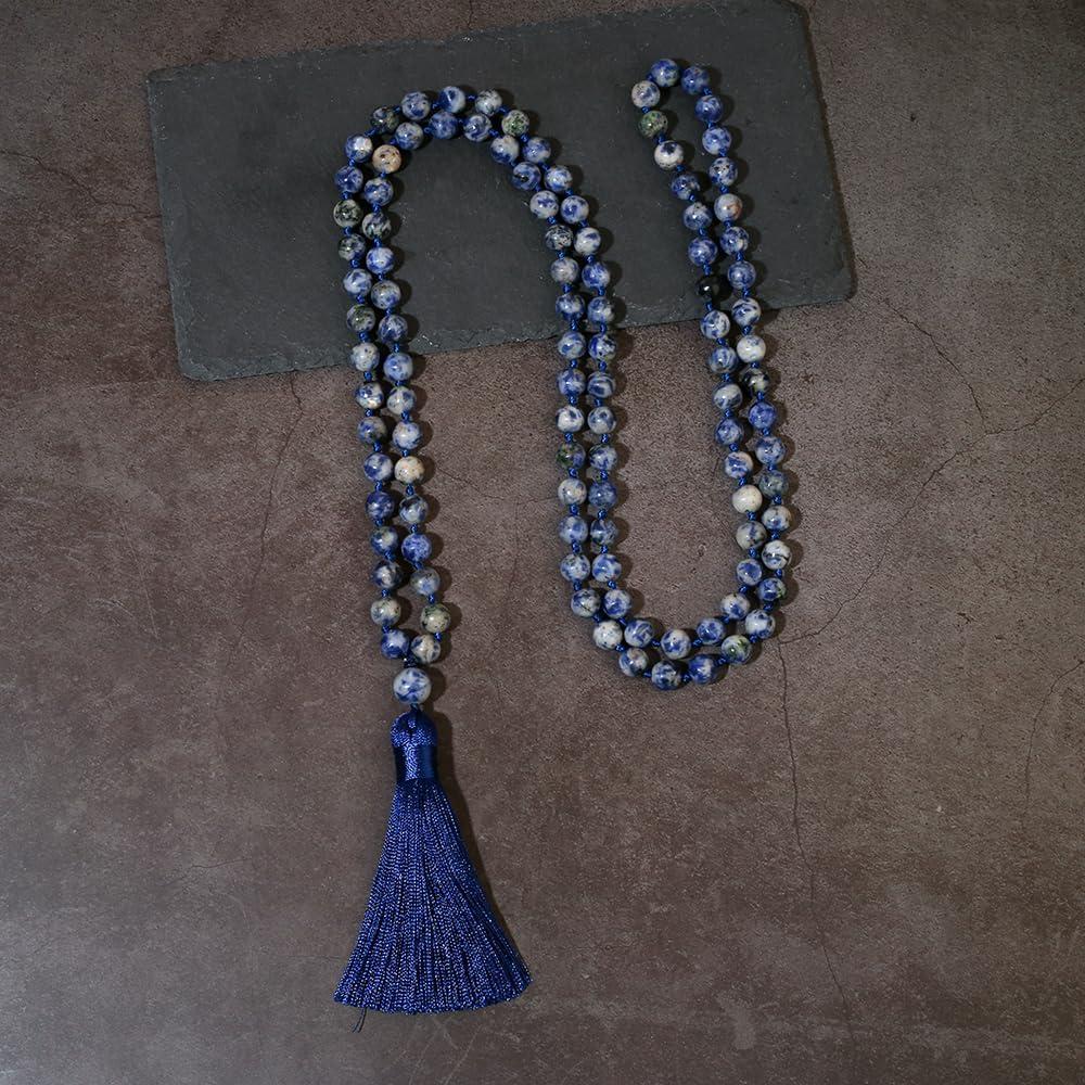 Collar Mala de 108 cuentas de piedra natural 8mm unisex