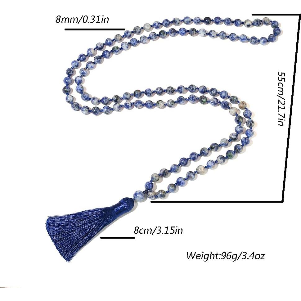 Collar Mala de 108 cuentas de piedra natural 8mm unisex