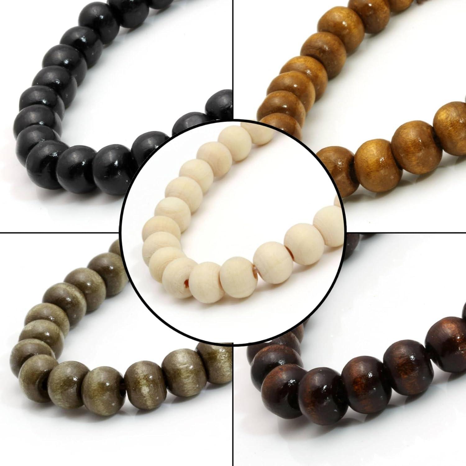 Pulsera de Cuentas de Madera MILAKOO 5 Pcs Unisex 16.5-20.3 cm